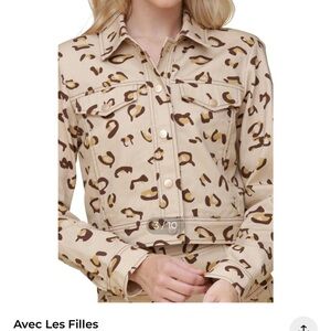 Avec Les Filles Beige and Brown Patterned Jacket